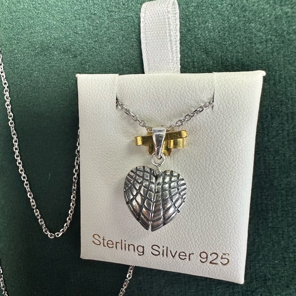 Sterling Silver Angel Wings Heart Necklace - Picture 6 of 10